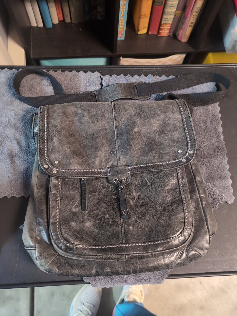 The Sac Leather Backpack/cross Body Purse Gray Medium